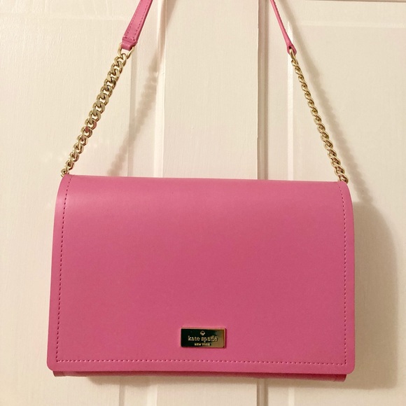 Handbags - Kate Spade Pink Clutch with Gold Chain